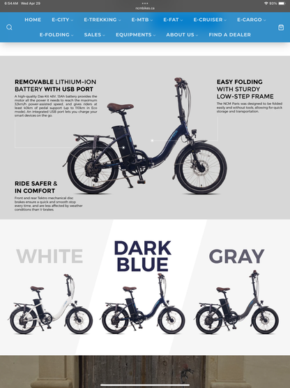 NCM Paris Electric Folding Bike